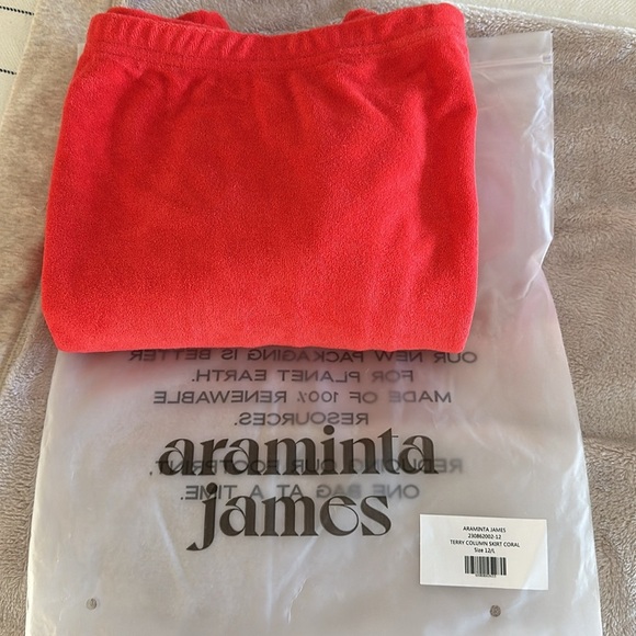ARAMINTA JAMES Cotton Terry Column Skirt w Side Slit - Coral - L - (12) BNWT Bag - Picture 11 of 12